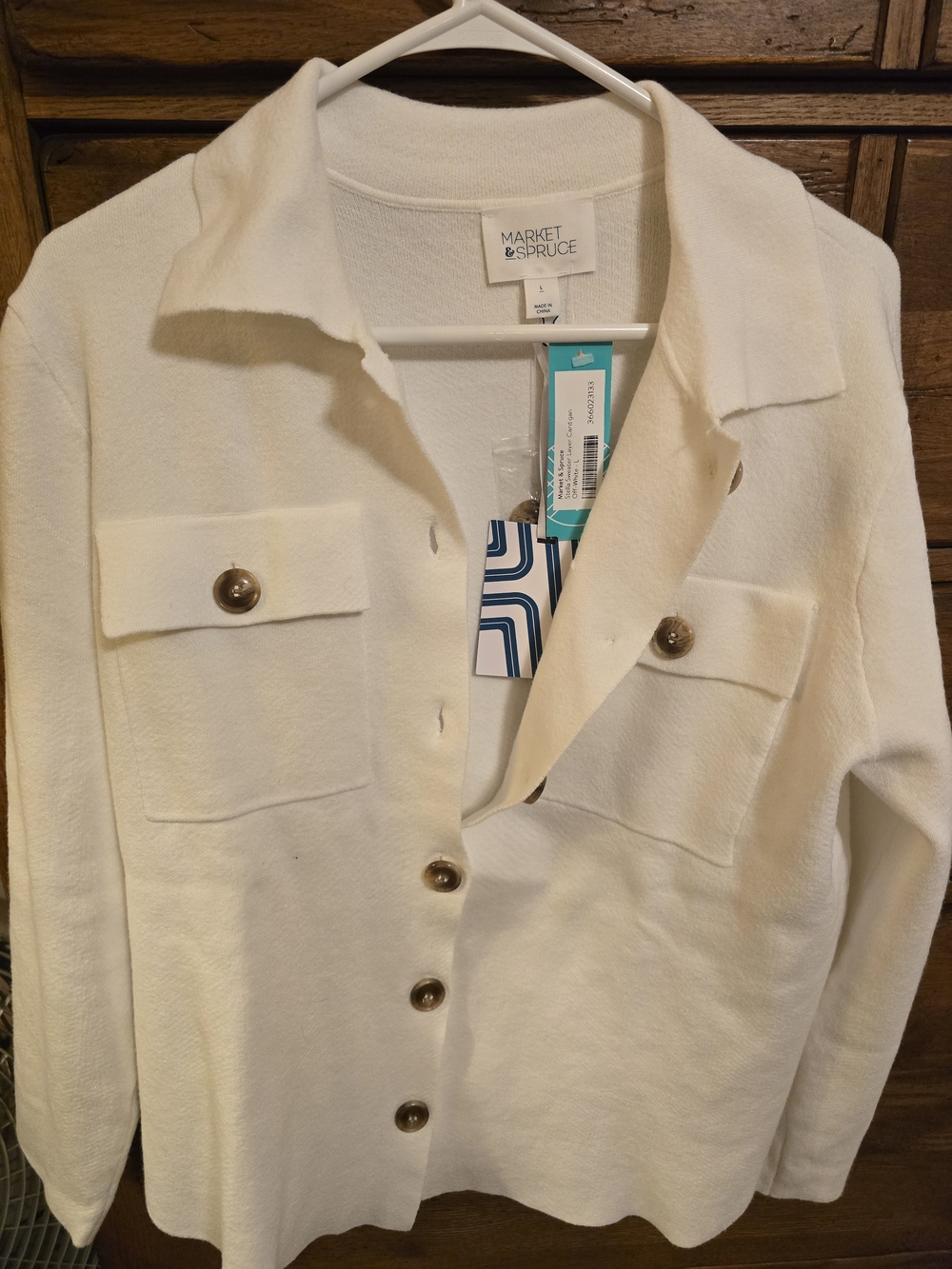 Market & Spruce Cream Button-Front Pocket Sweater Jacket